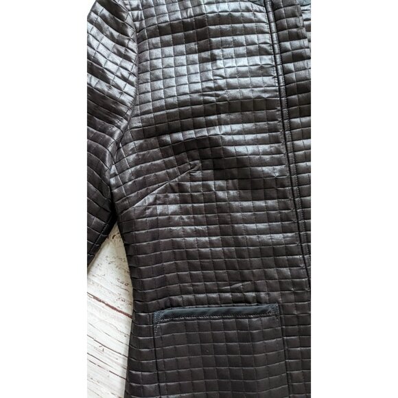 Baia Women's Jacket Black Size 2 Designer 3/4 Sleeve Full Zip Quilted Effect - Picture 7 of 13